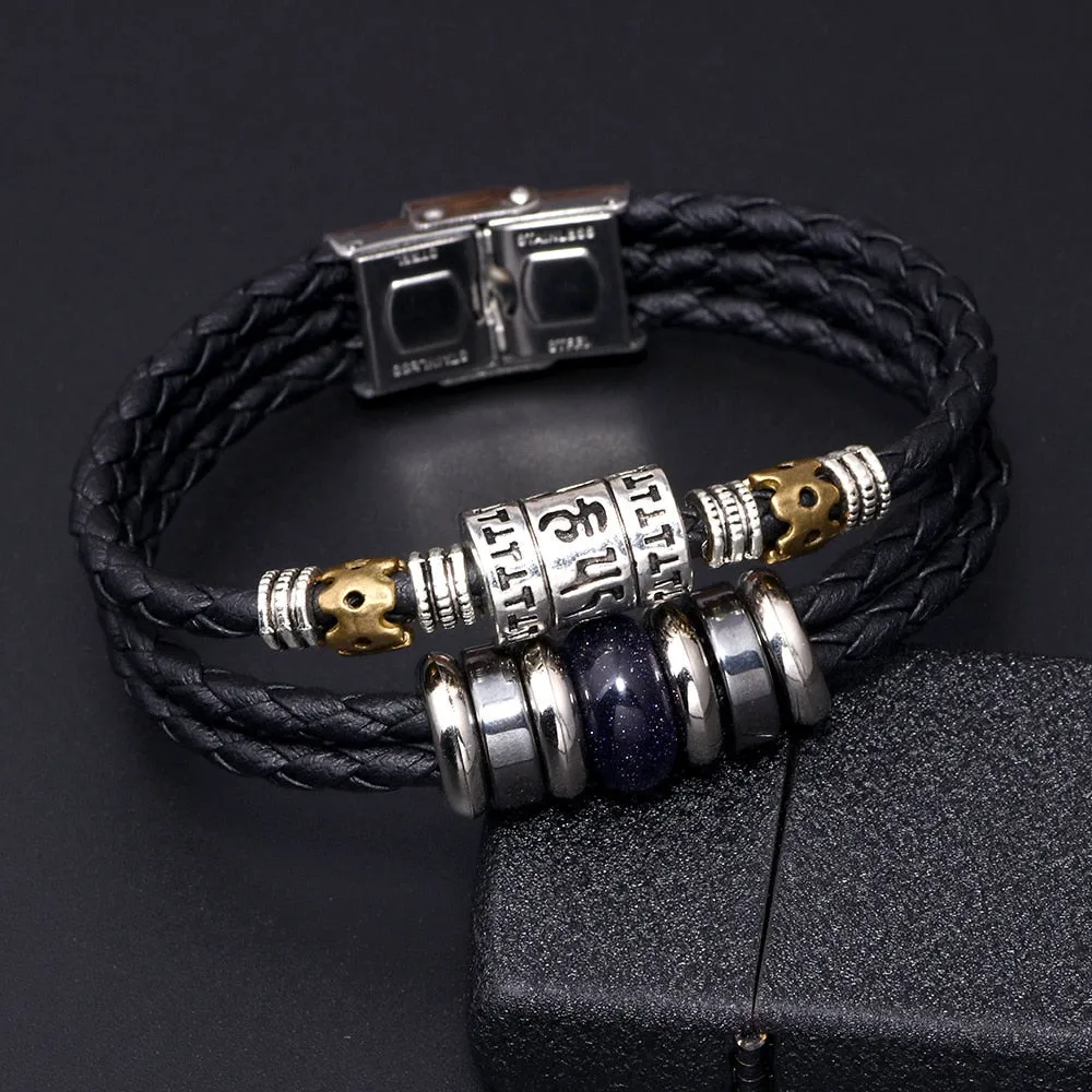 Mens Bracelet Braided Leather