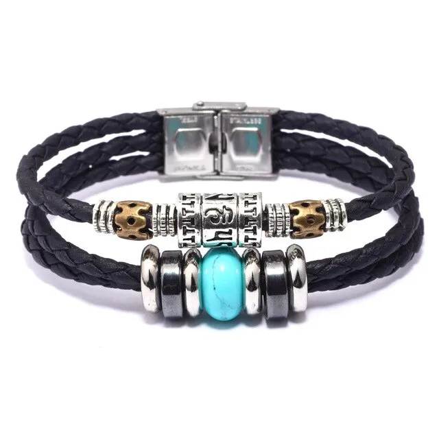 Mens Bracelet Braided Leather