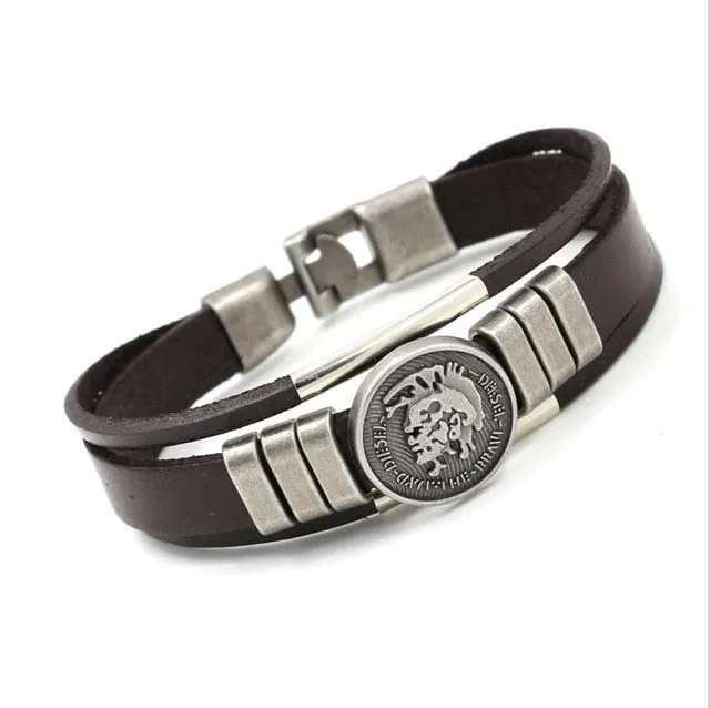 Mens Bracelet Braided Leather