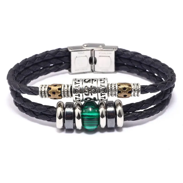 Mens Bracelet Braided Leather