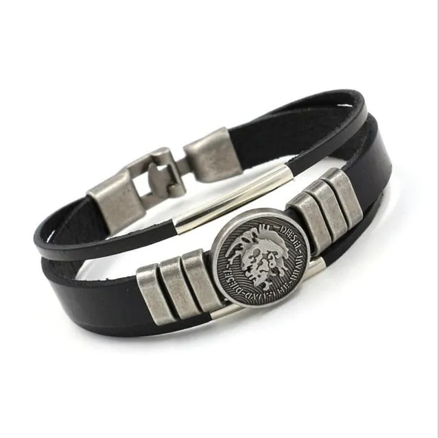 Mens Bracelet Braided Leather