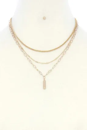 Metal Bar Oval Link Layered Neclace