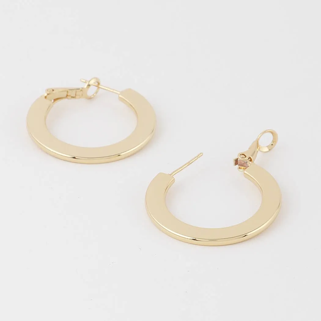 Minimal Flat Disk Hoop Earrings