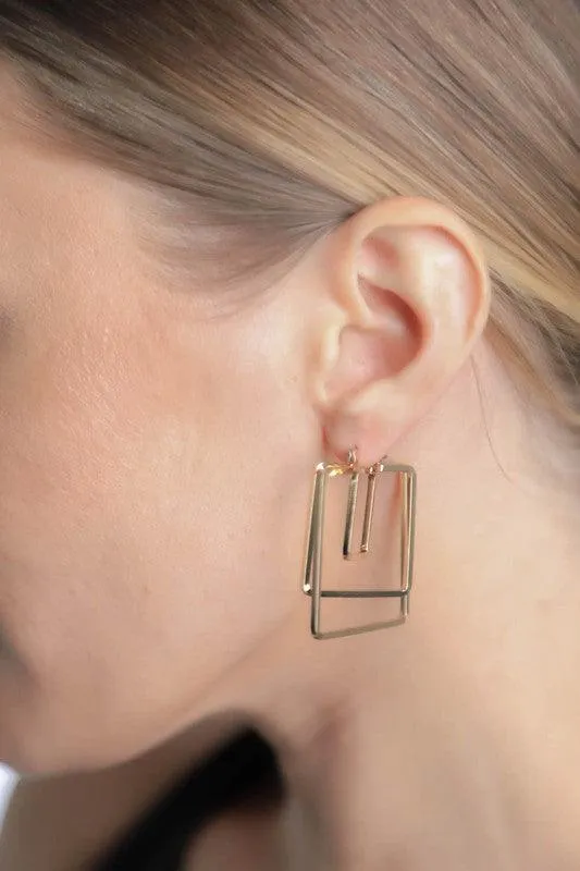 Minimal Gold Square Cut Out Earrings