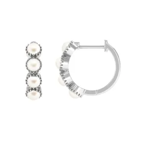 Minimal Hoop Earrings with Freshwater Pearl