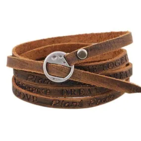 Multi-layer 5 Laps Retro Brown Leather Bracelet