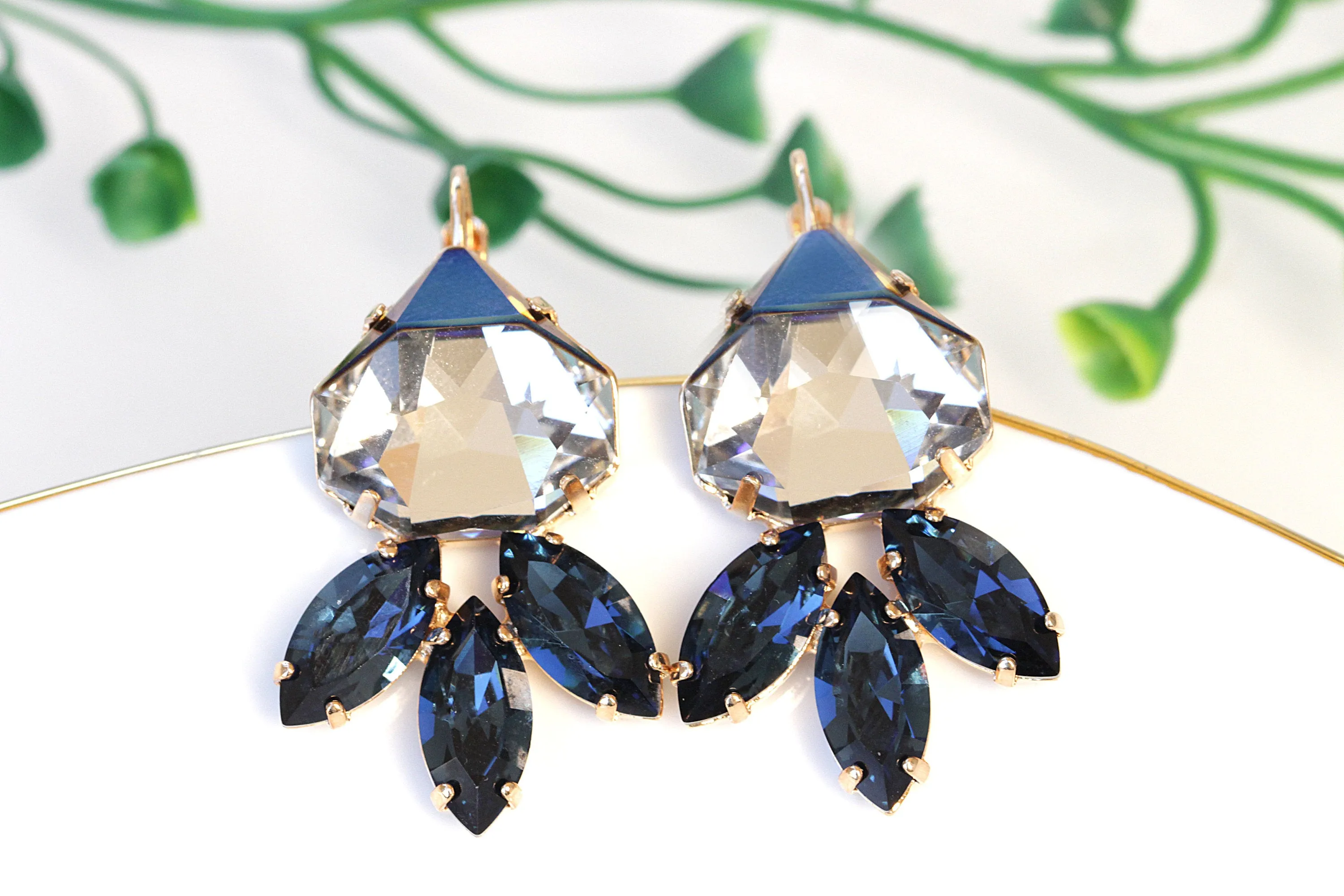 NAVY DROP EARRINGS