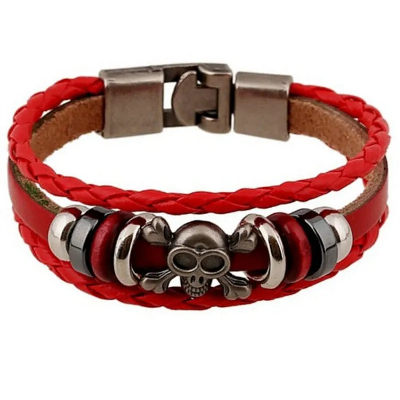 New Fashion Genuine Leather Wrap Bracelets Men Black Cowhide Braided Bracelets Bangles