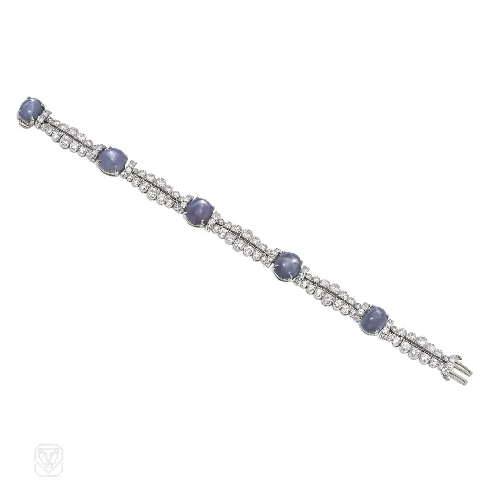 Oscar Heyman Art Deco star sapphire and diamond bracelet