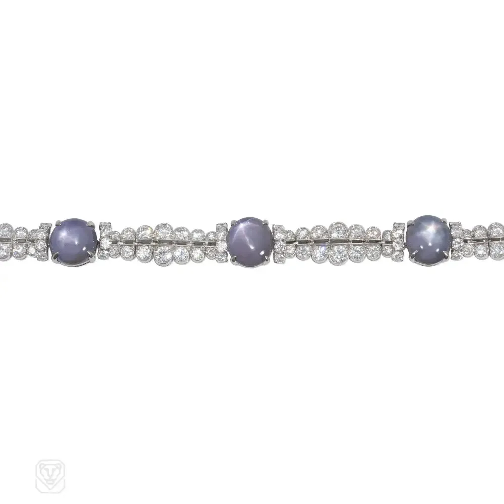 Oscar Heyman Art Deco star sapphire and diamond bracelet