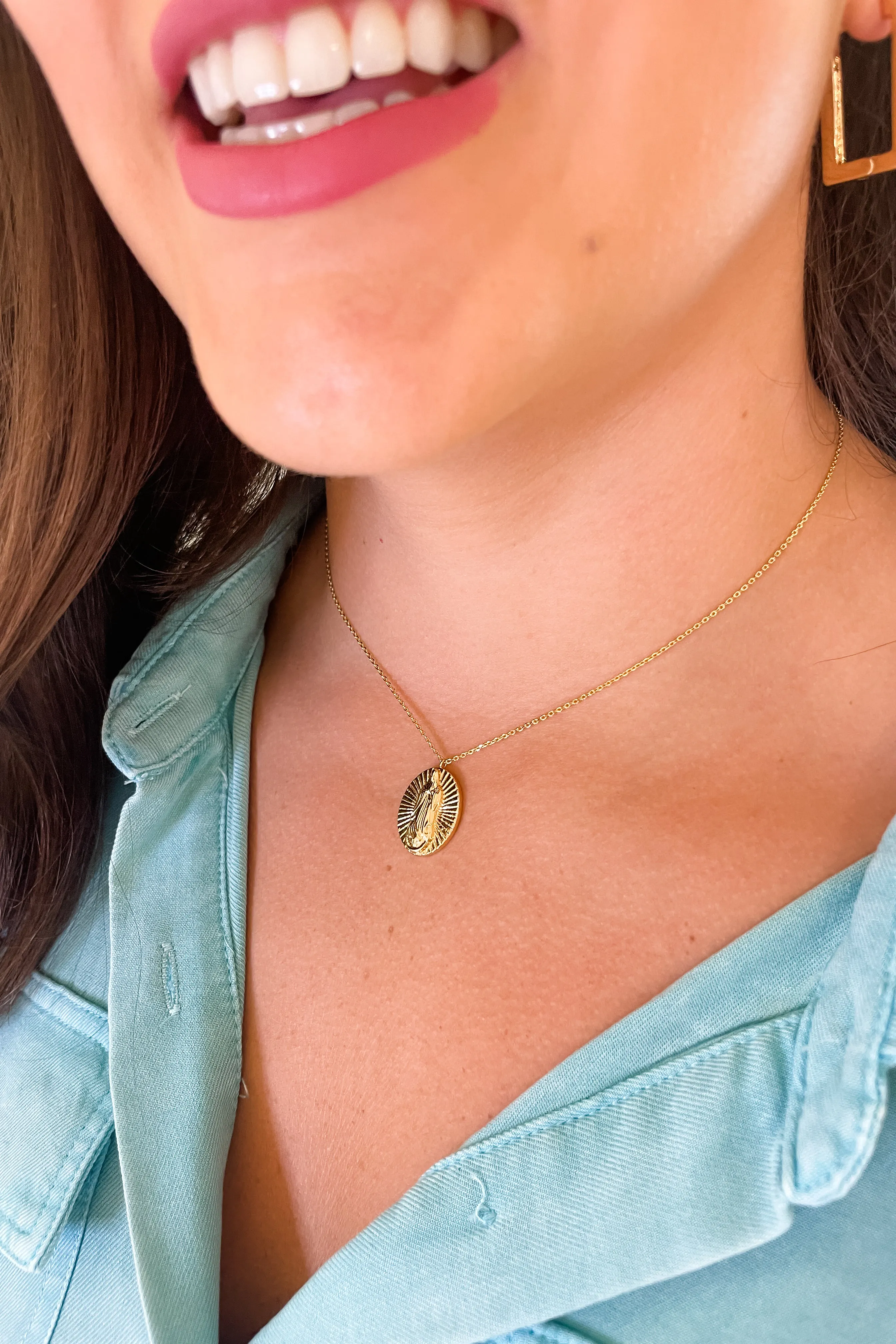 Oval Virgin Mary Medallion Necklace