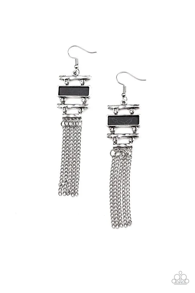 Paparazzi Earring ~ Stone Dwellings - Black