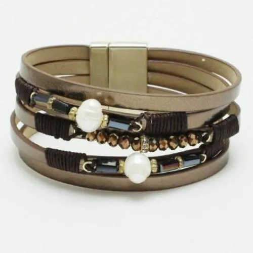 Pearls & Beads Leather Stacked Bracelet