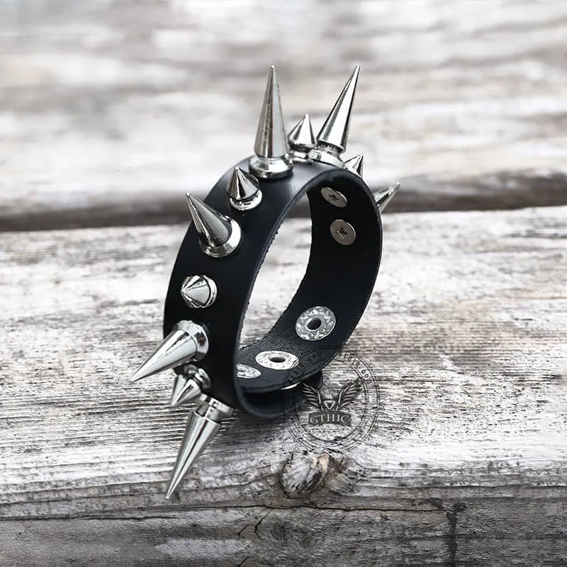 Punk Black PU Leather Spiked Bracelet