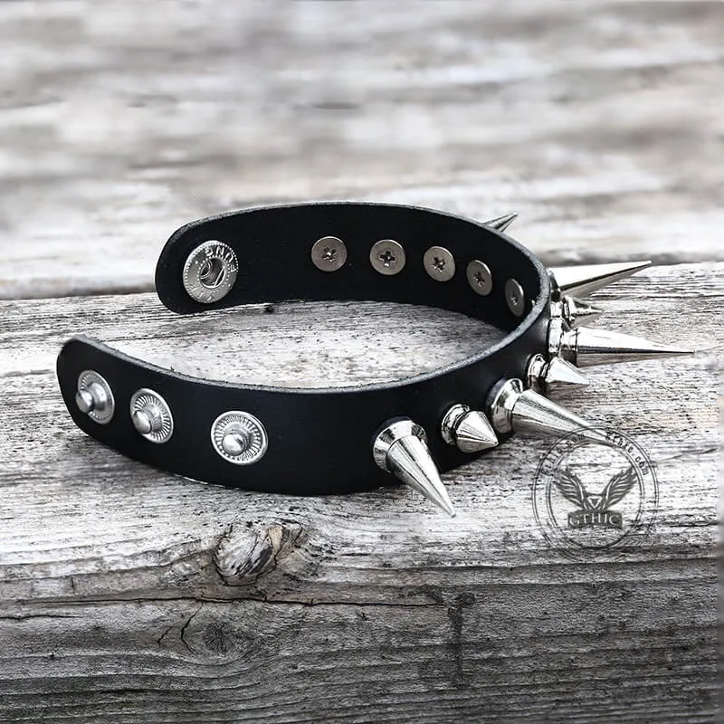 Punk Black PU Leather Spiked Bracelet