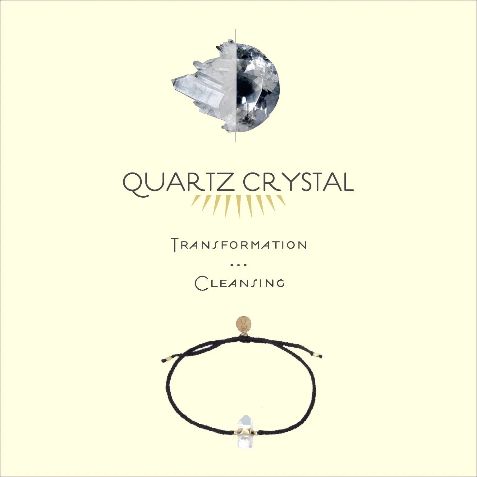 QUARTZ CRYSTAL BRACELET - BLACK - SILVER