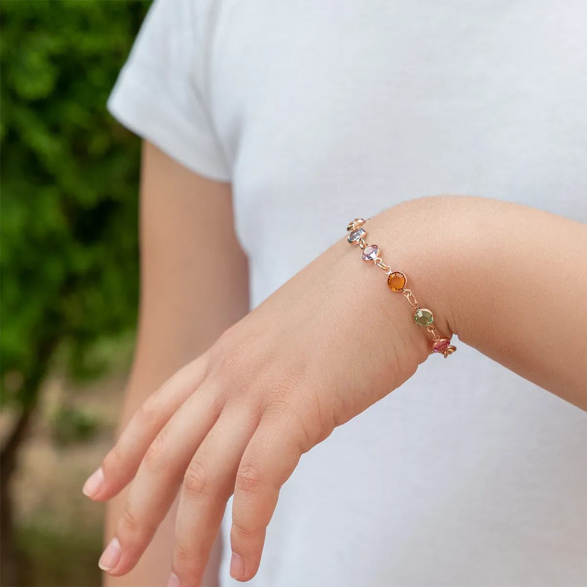 Rainbow Crystal Rose Gold Plated Bracelet