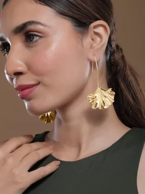 Rubans 18K Gold-Plated Statement Leaf Design Drop Earrings