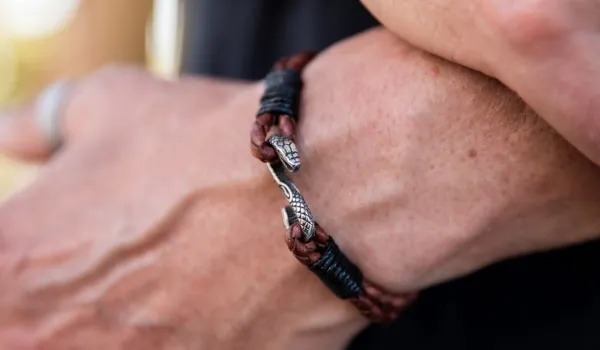 Rugged Cobra Leather Bracelet