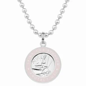 Saint Christopher Medium Medal - Silver/Petal