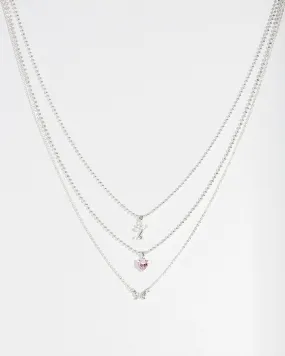 Silver Angel Chain Layered Necklace