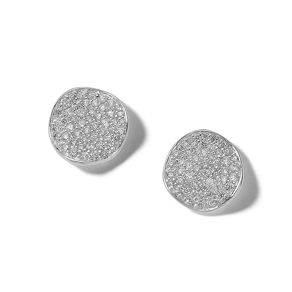 Small Flower Stud Earrings in Sterling Silver with Diamonds