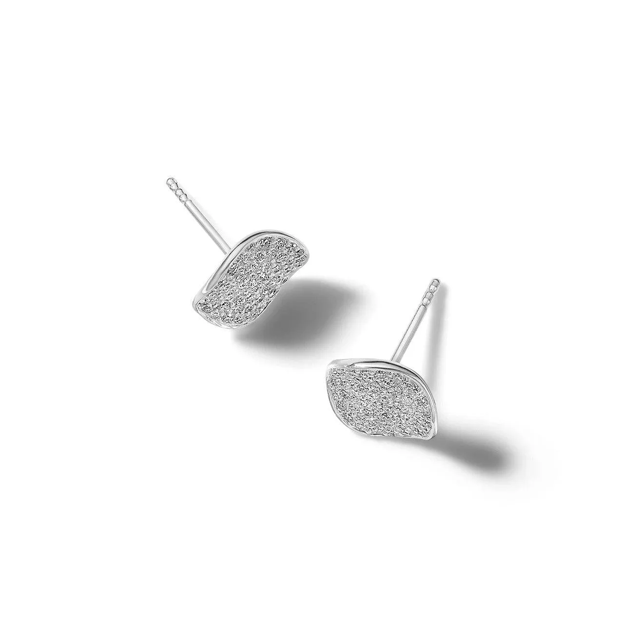 Small Flower Stud Earrings in Sterling Silver with Diamonds