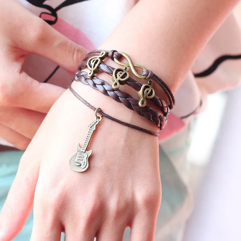 Sunshine vintage music note guitar infinity bracelets bangles fashion for women