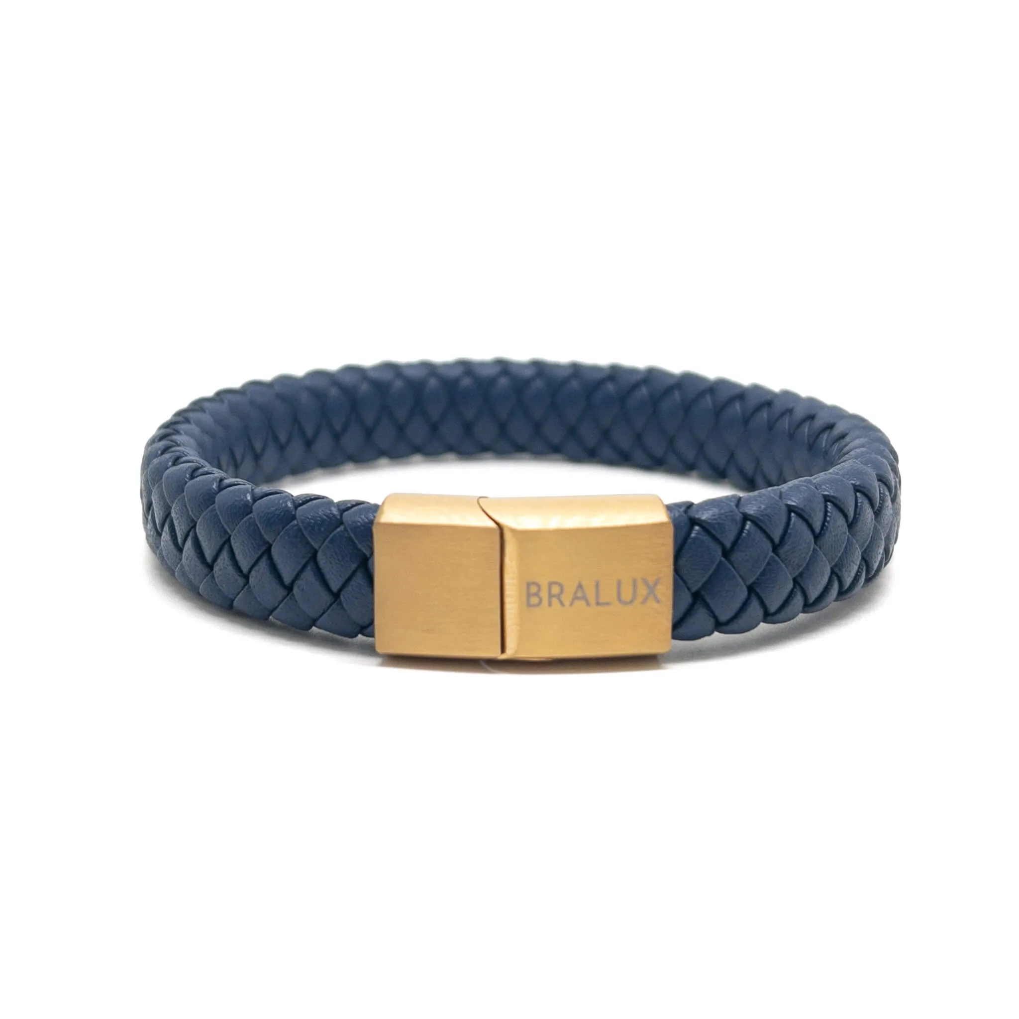 The Navy Leather and Matte Buckle Bracelet