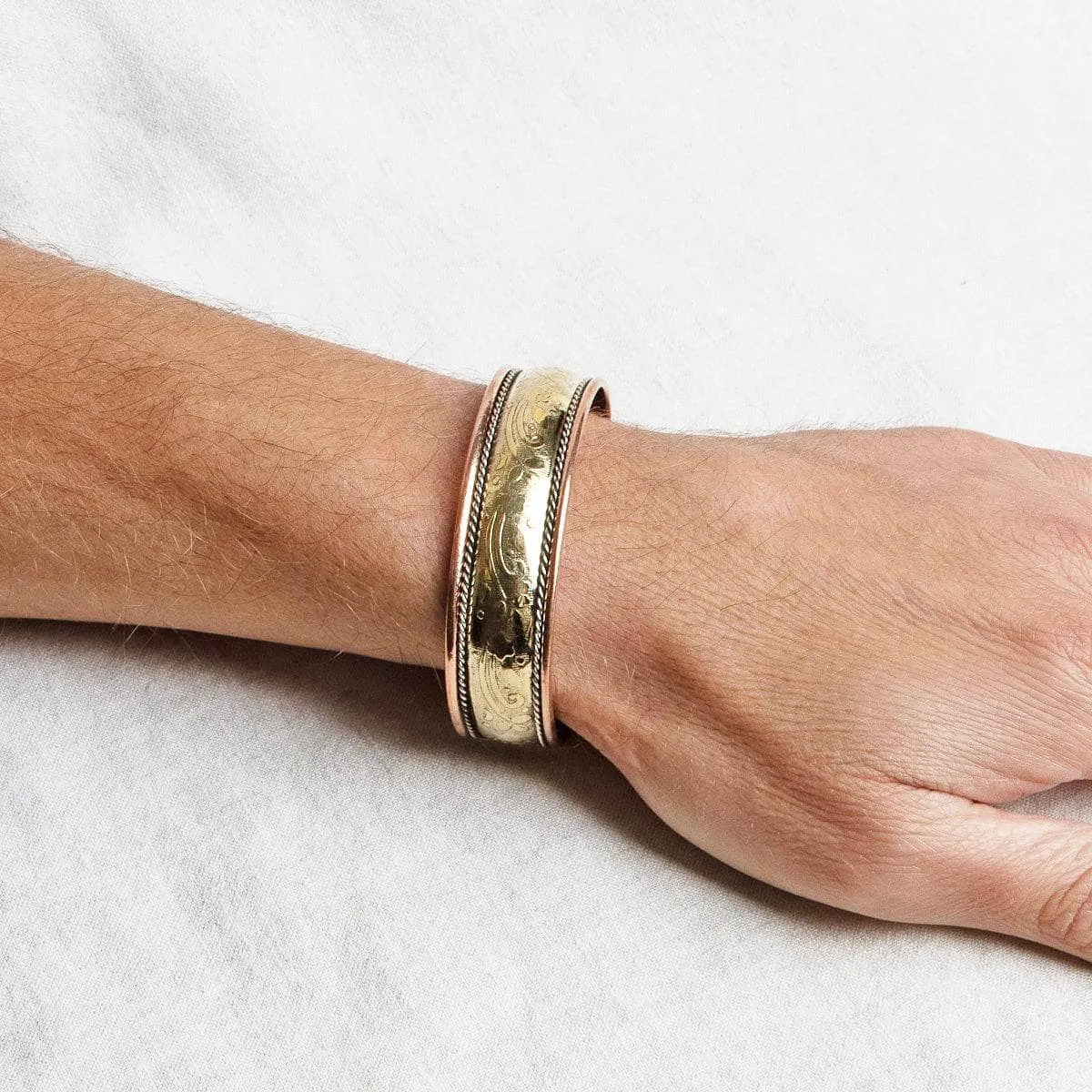 Tibetan Handcrafted Brass & Copper Healing Bracelet by Tiny Rituals