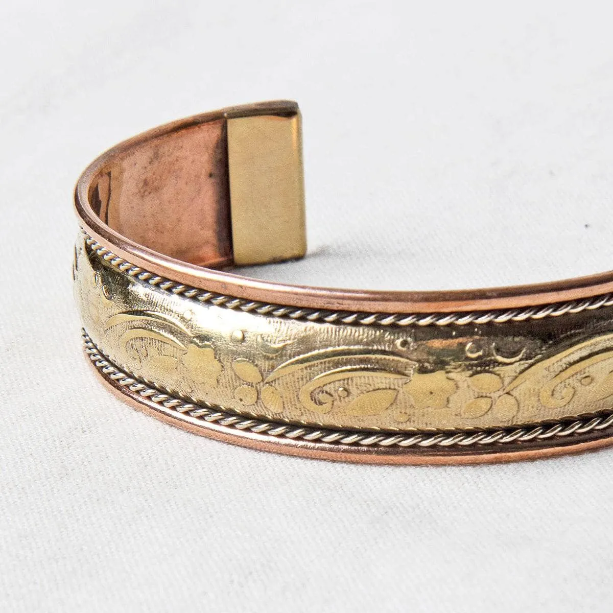 Tibetan Handcrafted Brass & Copper Healing Bracelet by Tiny Rituals