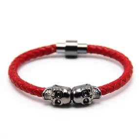 Trendy fashion leather bracelet Punk skull bracelet man leather bracelet