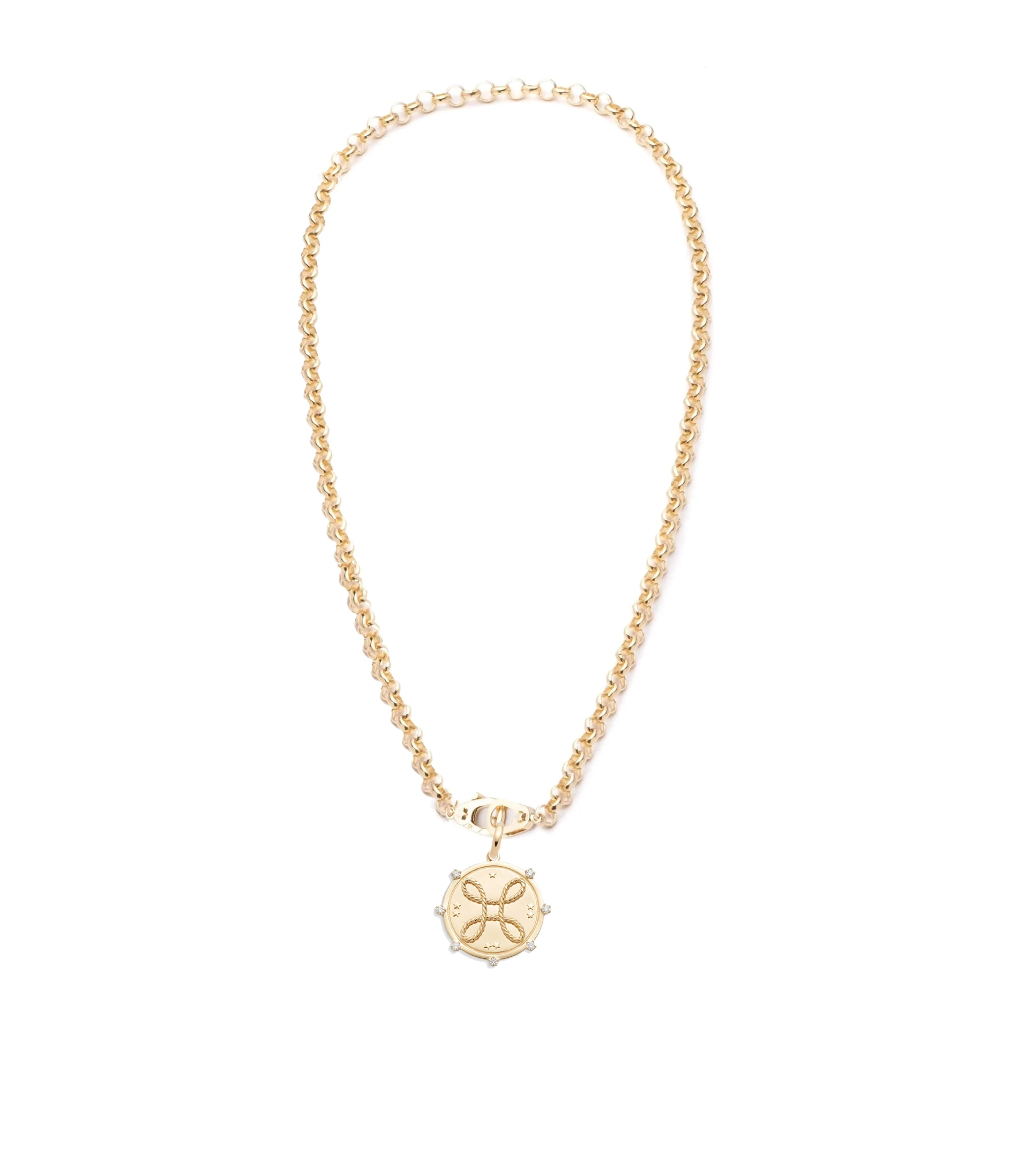 True Love : Pave Diamond Heavy Belcher Sister Hook Necklace