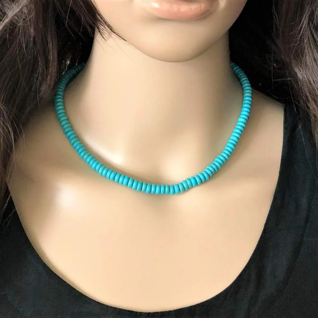 Turquoise Howlite Disc Beaded Necklace