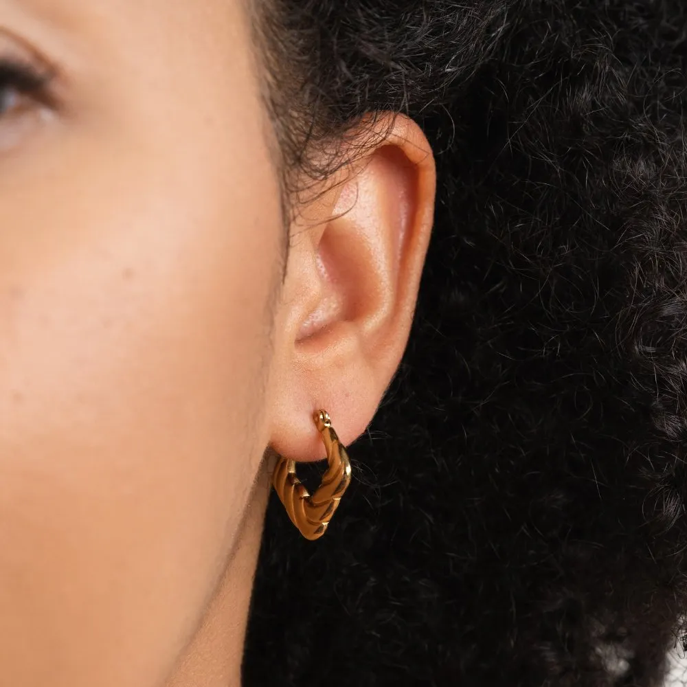 Twisted Gold Square Hoop Earrings