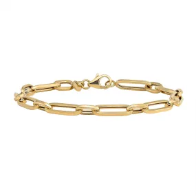 Yellow Gold Paperclip Link Charm Bracelet