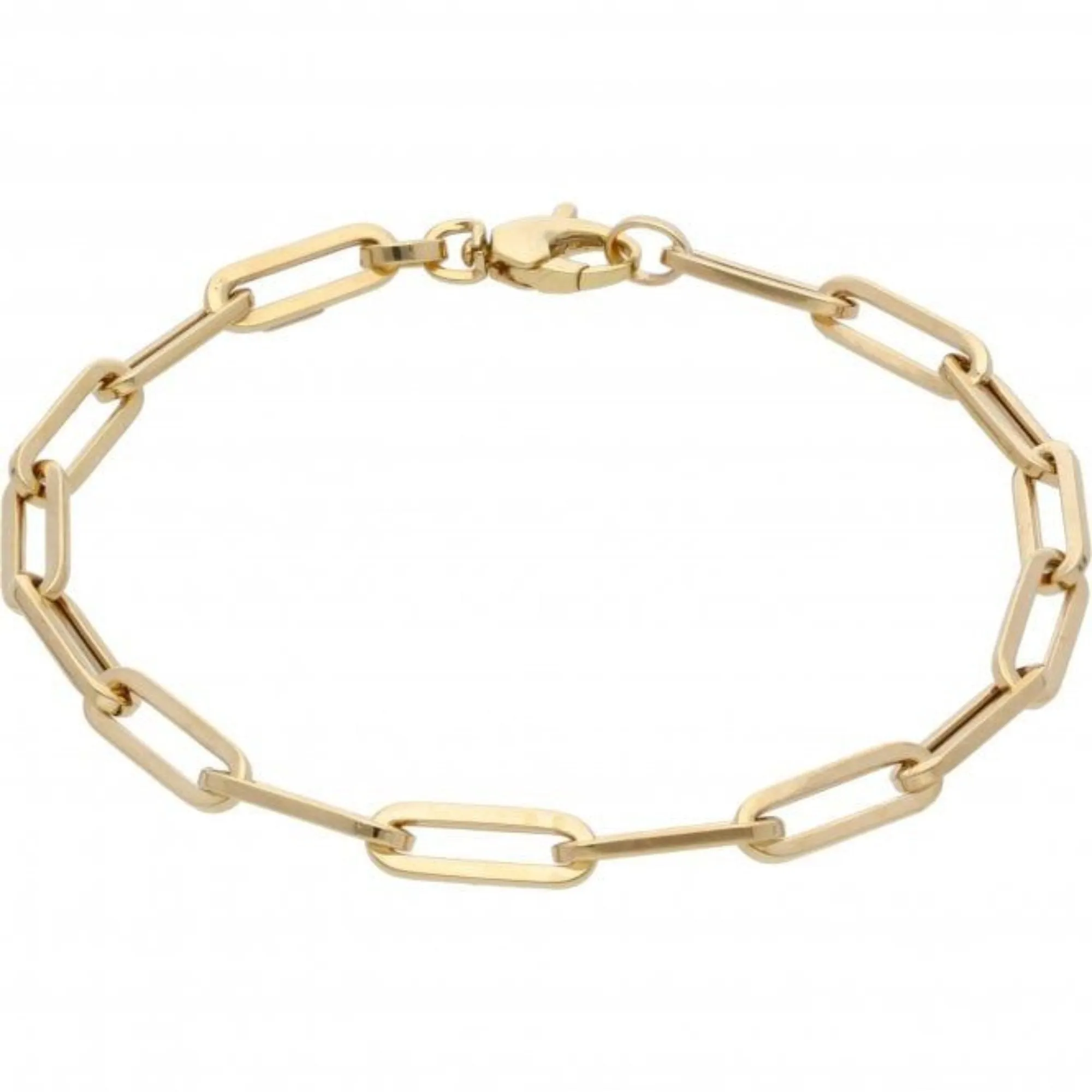 Yellow Gold Paperclip Link Charm Bracelet